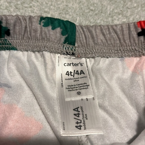🎁 Carters 4T PJ Pants Christmas Unisex Pajamas NWT Red Green Soft NEW - Picture 6 of 8